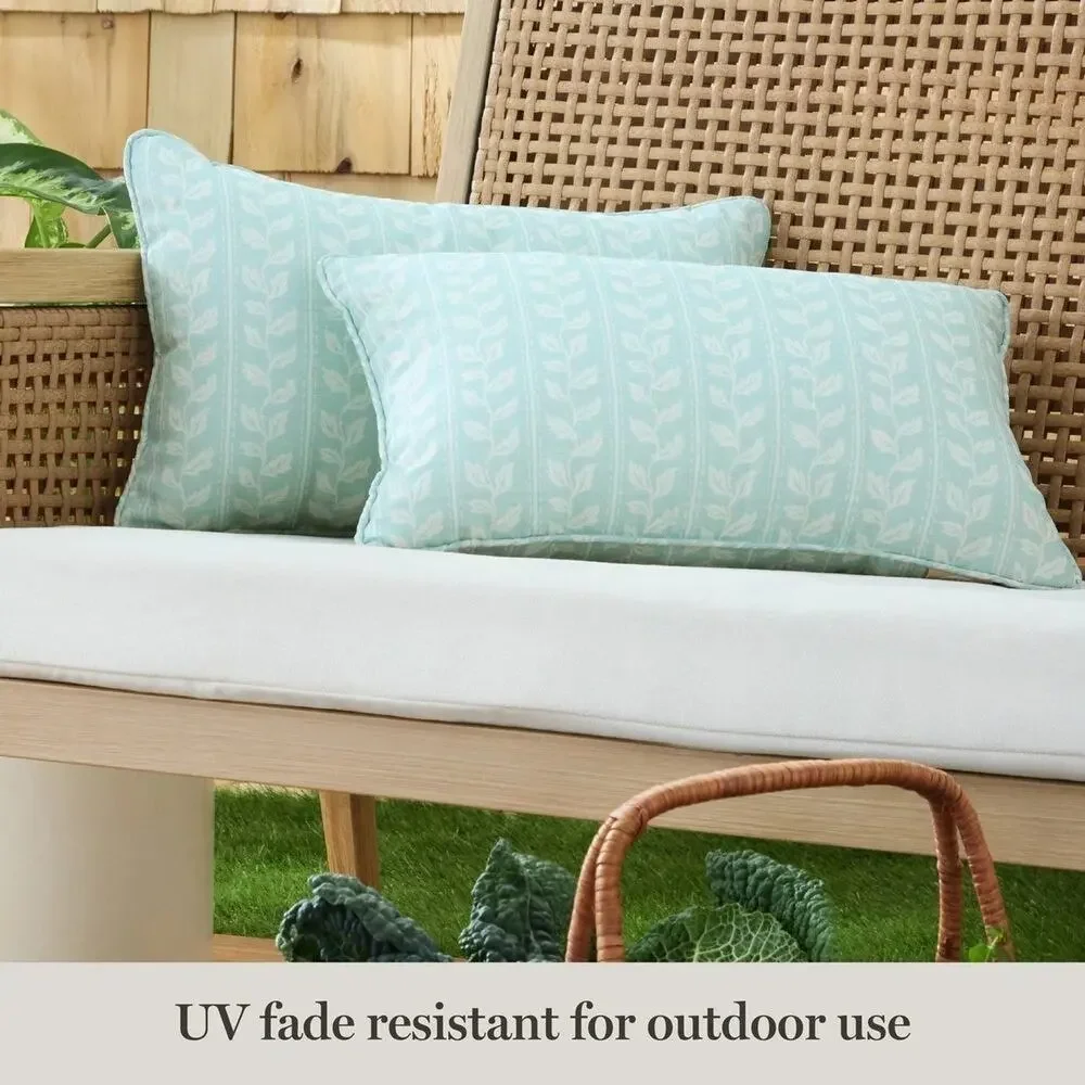 Martha Stewart Vineyard Vines Lumbar Outdoor Decorative 11 x 18 Pillow Set of 2